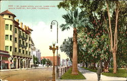 St. James Hotel And St. James Park, North First St San Jose, CA Postcard Postcard