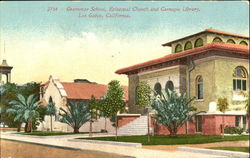 Grammar School Episcopal Church And Carnegie Library Los Gatos, CA Postcard Postcard