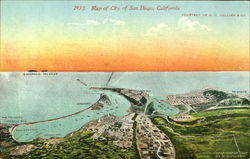 Map Of City Of San Diego Postcard