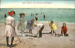 Fun For The Kiddies On The Beach Postcard