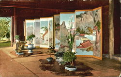 Interior Japanese Tea House Trees Postcard Postcard