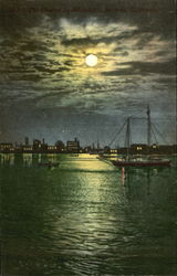 The Channel By Moonlight Postcard