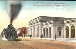 Western Pacific Passenger Station, Third and Washington Streets Postcard