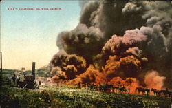 California Oil Well On Fire Postcard Postcard