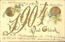 1904 Viel Gluck New Year's Postcard Postcard