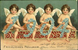 1904 Frohliches Neujahr Angels & Cherubs Postcard Postcard