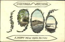 Greetings From Worthing 1906 UK Large Letter Dates Postcard Postcard