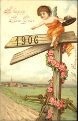 A Happy New Year 1906 Postcard