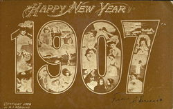 Happy New Year 1907 Postcard