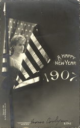 A Happy New Year 1907 New Year's Postcard Postcard