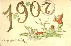 1907 A Happy New Year Postcard