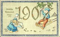 1906 New Year Greeting Postcard