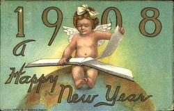 1908 A Happh New Year Postcard