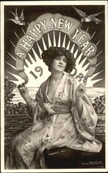 A Happy New Year 1908 Postcard