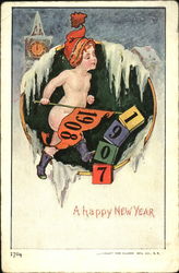 1908 A Happy New Year Postcard