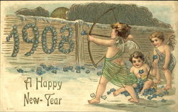 1908 A Happh New Year Postcard