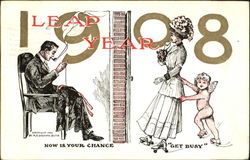 1908 Leap Year Postcard