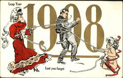 Leap Year 1908 Lest You Forget Postcard