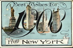 Best Wishes For 1908 From New York Postcard Postcard