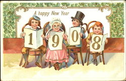 A Happy New Year 1908 Children Postcard Postcard