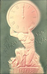 A Happy New Year 1908 Postcard