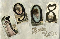 1908 Bonne Annee Year Dates Postcard Postcard