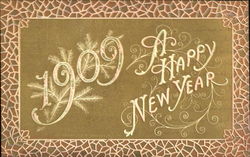 1909 A Happy New Year New Year's Postcard Postcard