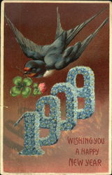 1909 Wishing You A Happy New Year New Year's Postcard Postcard