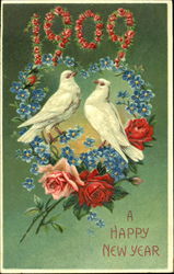 1909 A Happy New Year New Year's Postcard Postcard