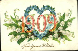 1909 New Year Wish Postcard