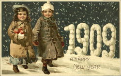 1909 A Bright New Year Children Postcard Postcard