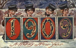 1909 A Happy New Year Children Postcard Postcard