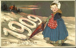 1909 A Happy New Year Postcard