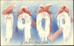 1909 A Happy New Year Large Letter Dates Postcard Postcard