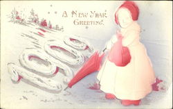 A New Year Greeting 1909 Children Postcard Postcard