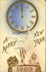 A Happy New Year 1909 Postcard