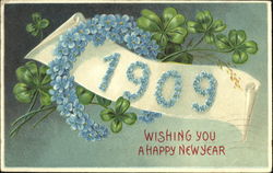 1909 Wishing You A Happy New Year Postcard