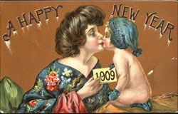 A Happy New Year 1909 Postcard