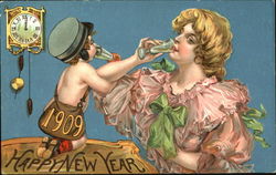 1909 Happy New Year Angels & Cherubs Postcard Postcard