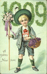 1909 A Happy New Year Children Postcard Postcard