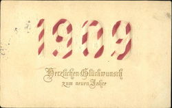 1909 Herzfirflen Bfurkidunsch Zum Neuen Jahre Postcard