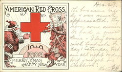 American Red Cross Merry Xmas Happy New Year Father Time Postcard Postcard