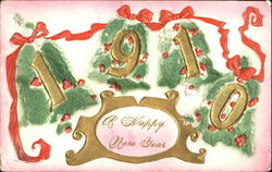 1910 A Happy New Year New Year's Postcard Postcard