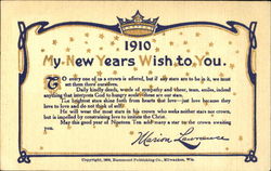 1910 My New Years Wish To You New Year's Postcard Postcard