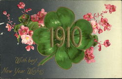 1910 With Best New Year Wishes Postcard