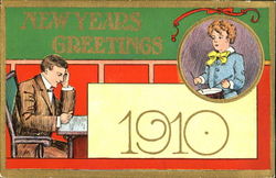 New Year Greetings 1910 Postcard