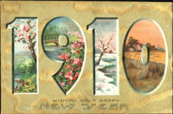 1910 Wishing You A Happy New Postcard