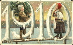 1910 A Happy New Year 1910 Postcard