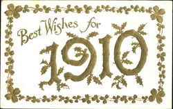 Best Wishes For 1910 Postcard