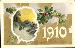 1910 A Happy New Year To You New Year's Postcard Postcard